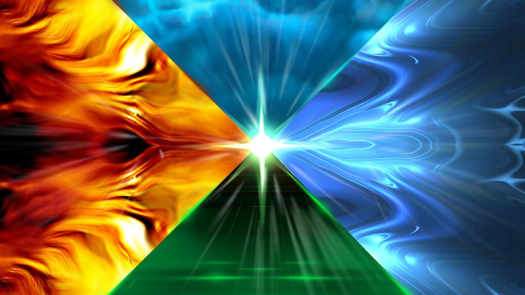 a trippy photo of intersecting triangles where each triangle is like an element